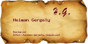 Heiman Gergely névjegykártya